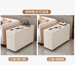 茶几轻客柜沙发边柜厅简约奢扶手缝隙柜岩玻璃板移动侧87749边角