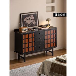红橡实木木斗柜餐卧室储DON物柜厅客靠墙柜子边柜法式 床尾柜