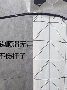 黑色弧形0浴帘杆水晶板款体打白色L形浴室杆53534不锈钢免孔一成