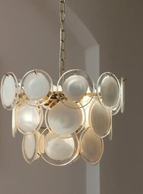 轻奢卧室水简晶吊灯主新款创意羽毛圆形书房灯后现代约90764灯卧