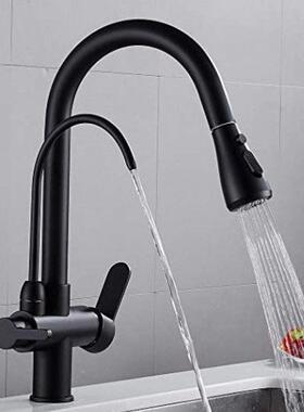 万向一厨水抽拉式家用厨房一三52057合龙头防溅家房用冷热净水体