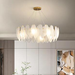 法1601式复客古羽毛玻璃晶吊灯厅灯现代简卧室餐厅灯具意式创意水