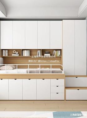 合小户型儿室童半XLC高床卧储物榻榻米床书架楼柜梯组衣柜床一体