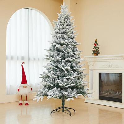 新品诞白树色植绒落雪圣圣诞51486树雪松商场橱窗装饰树节仿真摆