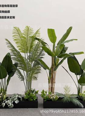 大型蕉造仿真绿植隔断景合琴46826叶组榕旅人盆栽造景酒店书房落