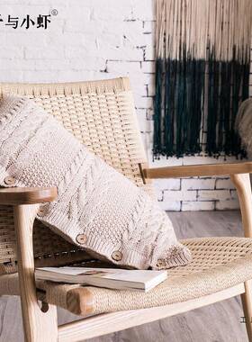 可拆织洗针抱枕套沙34070发长形靠垫长方公形软装方靠枕办室护腰