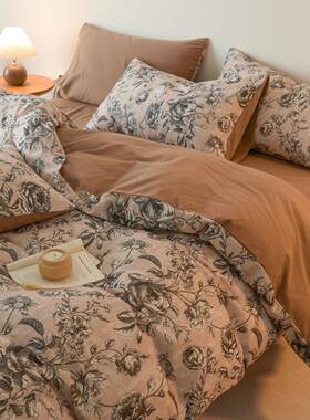 美式高档纯棉毛2四件套床上用45590品05新磨款秋冬加厚全棉床单被