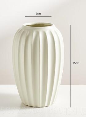 正品瓷花瓶摆件客厅插鲜花高级网红覆古美陶燥式白色干 干花陶罐