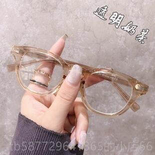 正品文乐同款余黑色镜框韩版眼圆框近视眼镜眼男防辐射蓝光成品睛