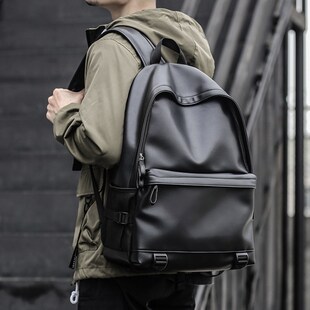 高级感男士商务电脑背包大容量男款皮质双肩包2023新款大学生书包