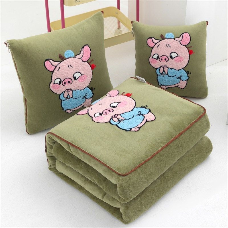 小猪抱枕被子两用加厚办公室折叠午睡枕头毯子二合一汽车靠枕车载,居家布艺,抱枕被,淘宝优惠券,粉丝福利购,淘宝优惠卷
