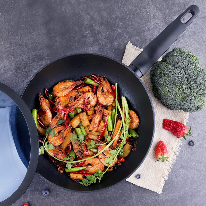 左家右厨30cm家用煎炒锅多功能炒菜锅少油烟不粘锅平底燃气灶通用
