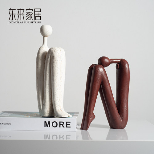 现代简约圆头火柴人摆件 客厅玄关装饰品样板间书柜酒柜桌面 软装
