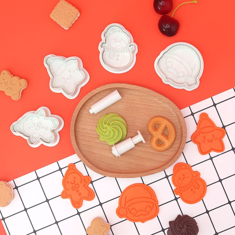 圣诞卡通饼干模具全套装家用3d立体按压糖霜曲奇切模翻糖烘焙工具
