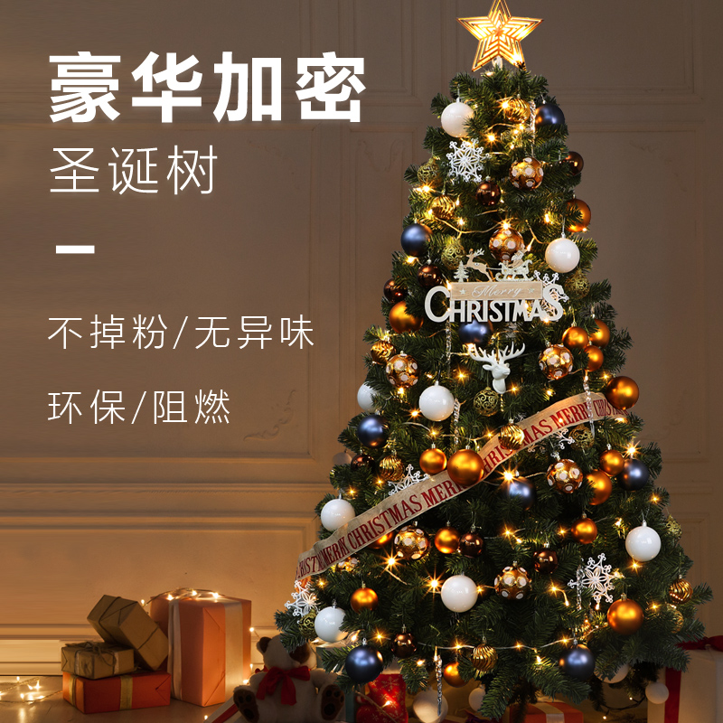 2023新款圣诞树家用套餐装饰大1.8米发光树圣诞节diy加密摆件装饰