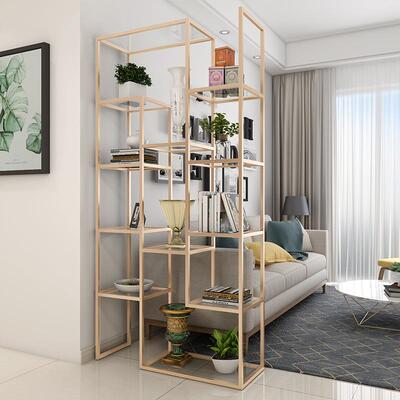 北欧艺客厅卧室约置物架花架铁简式落地书XJ-18081房办公室置物架