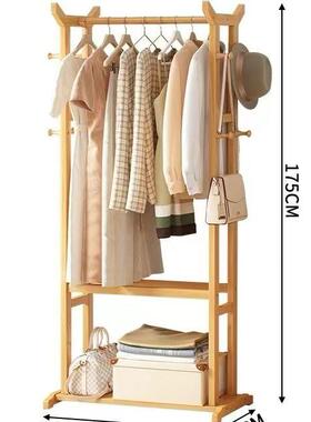 竹衣帽动实木楠质落地卧室转角置物架家用移NNH衣柜挂衣架收架纳