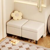 长凳进门穿鞋 批奶风换鞋 凳凳家用门口可PUW坐条凳软包油鞋 凳可收