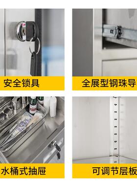 304不餐锈钢更柜员工储SLT衣柜浴室物柜多格鞋柜多门具柜碗柜可