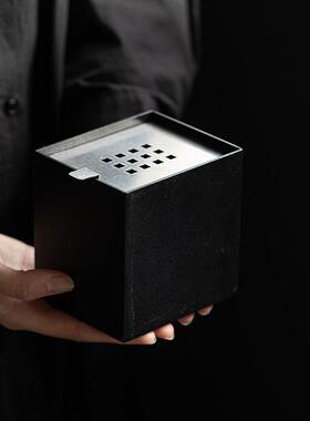 四盖方铁艺水茶洗桌带面茶渣缸渣斗建中式复古壶88335承水盂花插