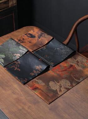 香云纱茶新中席式布禅意双面复桌旗65362布茶桌盘防水干古泡盘垫