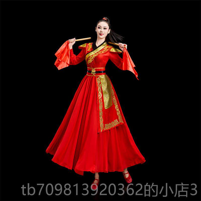 高档新喜庆开场舞演服气现代表舞扇子舞服装威风锣大鼓演出服打鼓