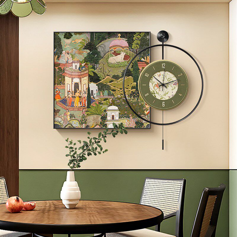 中古风餐厅装饰画斋浦尔花园餐桌背景墙挂画复古艺术钟表组合壁画,家居饰品,现代装饰画,淘宝优惠券,粉丝福利购,淘宝优惠卷