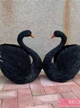 优选仿真黑天鹅模型室内家居橱窗装饰摆件婚礼舞台羽毛天鹅摄影道