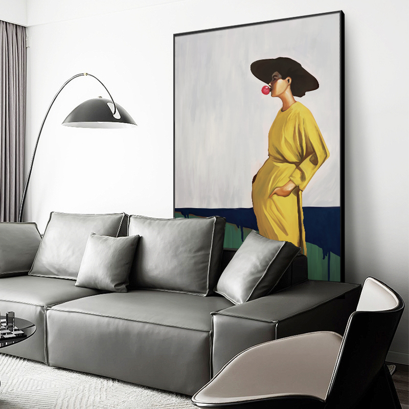 大幅人物挂画现代高级感巨幅落地画客厅沙发背景墙装饰画美女壁画