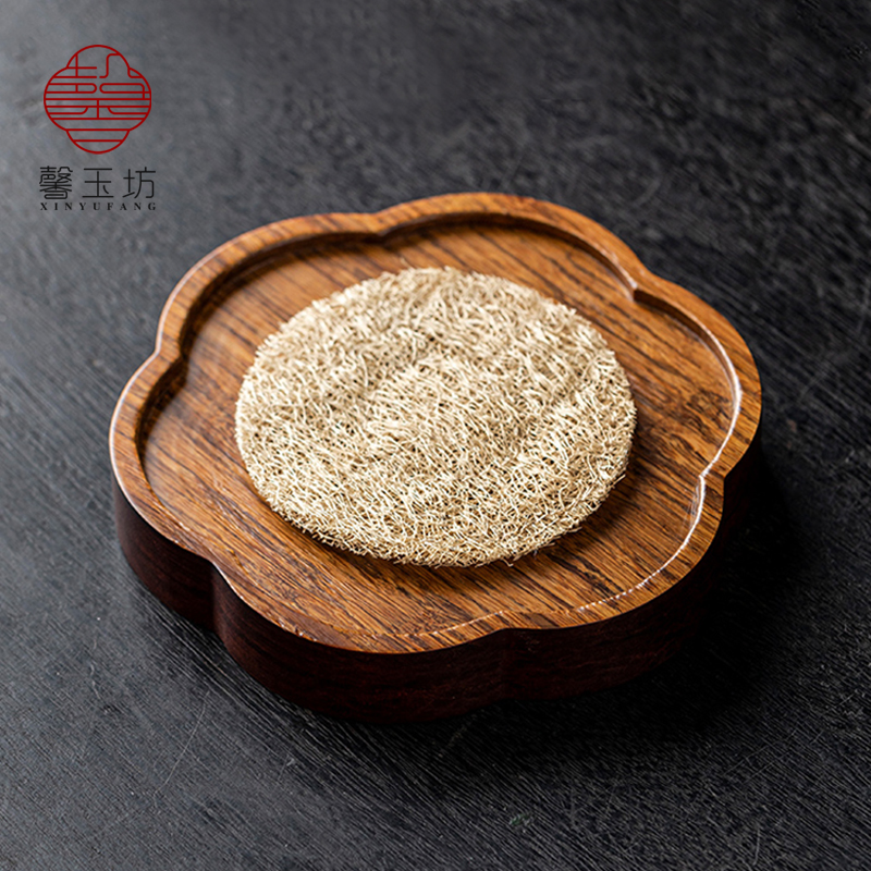 中式重竹花朵壶承加厚盖碗茶壶底座养壶垫小型干泡茶台壶托隔热垫