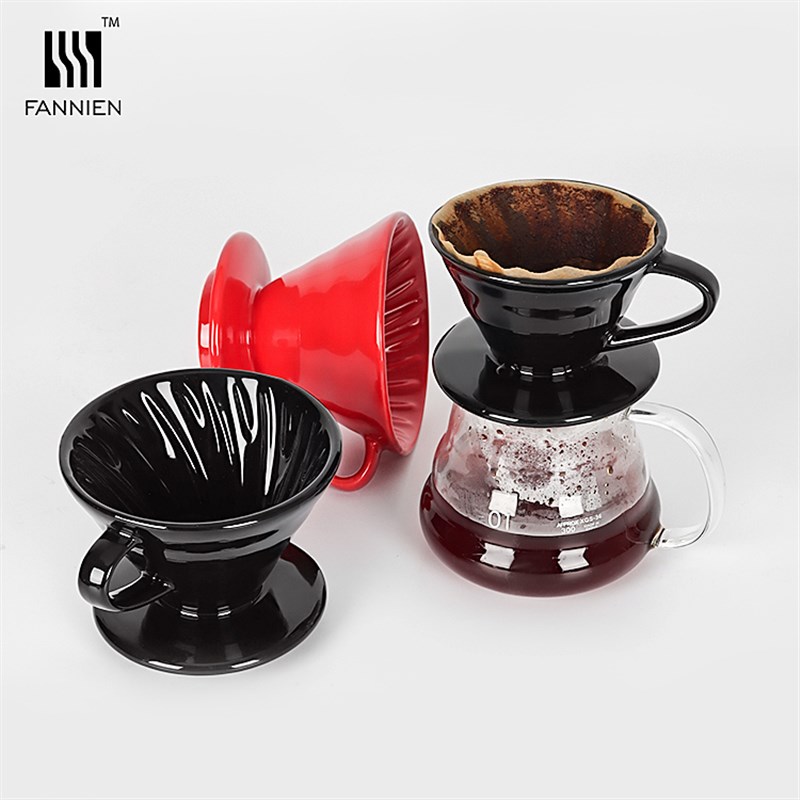 陶瓷咖啡滤杯V60滴滤式过滤器螺旋纹滤纸冲杯锥形分享壶漏斗套装