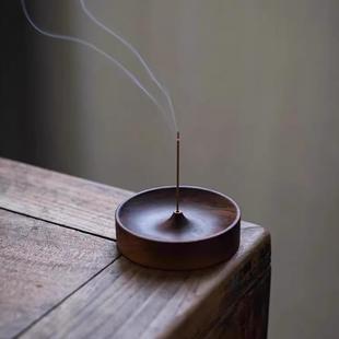 黑胡桃木香插家用线香底座线香炉茶道禅意香插乌檀木檀香沉香香座