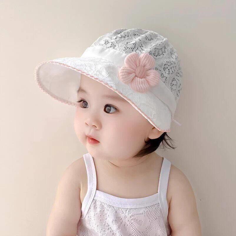 春夏季薄款婴儿帽子女宝宝时尚花朵渔夫帽婴幼出游防晒遮阳帽