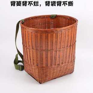 竹编背篓舞蹈道具古风竹筐竹篓背箩筐篼采摘带买菜双肩家新疆包邮