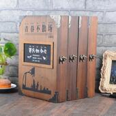 高档复古木盒同学录创意唯美纪念册活页学生留言本聚会通新疆 包邮