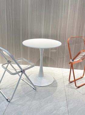 北欧阳台小圆桌咖啡桌售i楼048处洽谈桌ns白色桌圆桌郁家用金香餐