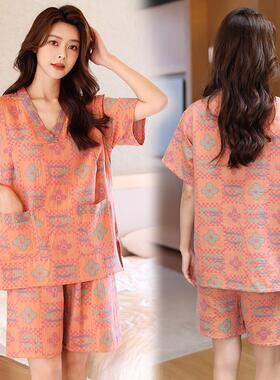 芈竹棉家OXK居睡衣女款汗蒸服情侣款洗男浴大码按摩款浴桑衣拿服