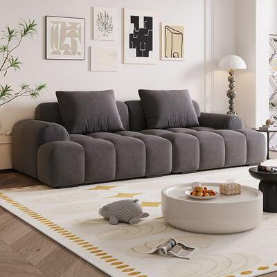 奶油猫抓皮ins泡芙沙发客厅简约出排租屋公寓直风布86260小户型艺