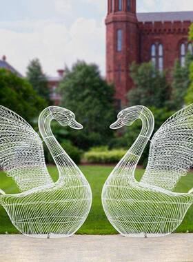 不锈钢小真鸟天雕塑金属铁艺钢丝小鸟镂空网格户外园林装饰仿动物