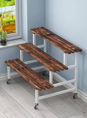 花架子层阶梯式27099盆阳台物架客厅户外落地梯形置实多木室外多