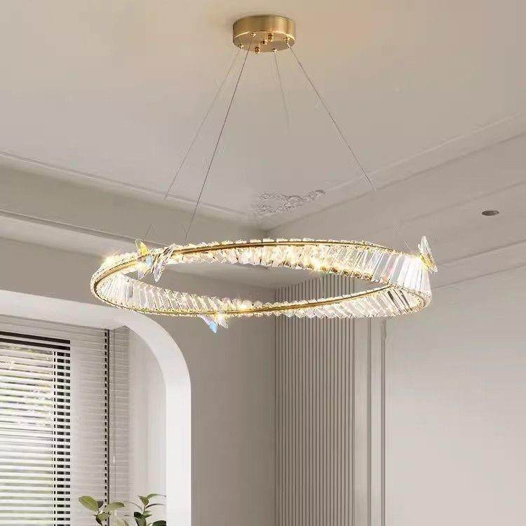 水晶灯轻奢法吊式客简厅308现代约饰大气圆环灯餐厅灯卧室主灯具