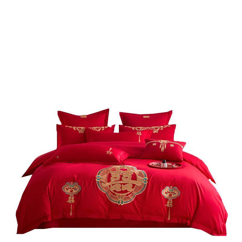 中式婚一庆20250408床单四件套被床上用品结婚方女陪嫁红色套被子,床上用品,婚庆床品套件,淘宝优惠券,粉丝福利购,淘宝优惠卷