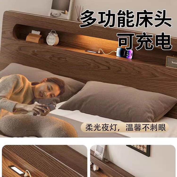 纯实木排AVC床家用卧室1米8双人出租房1.2m1米5单人床架骨架用橡