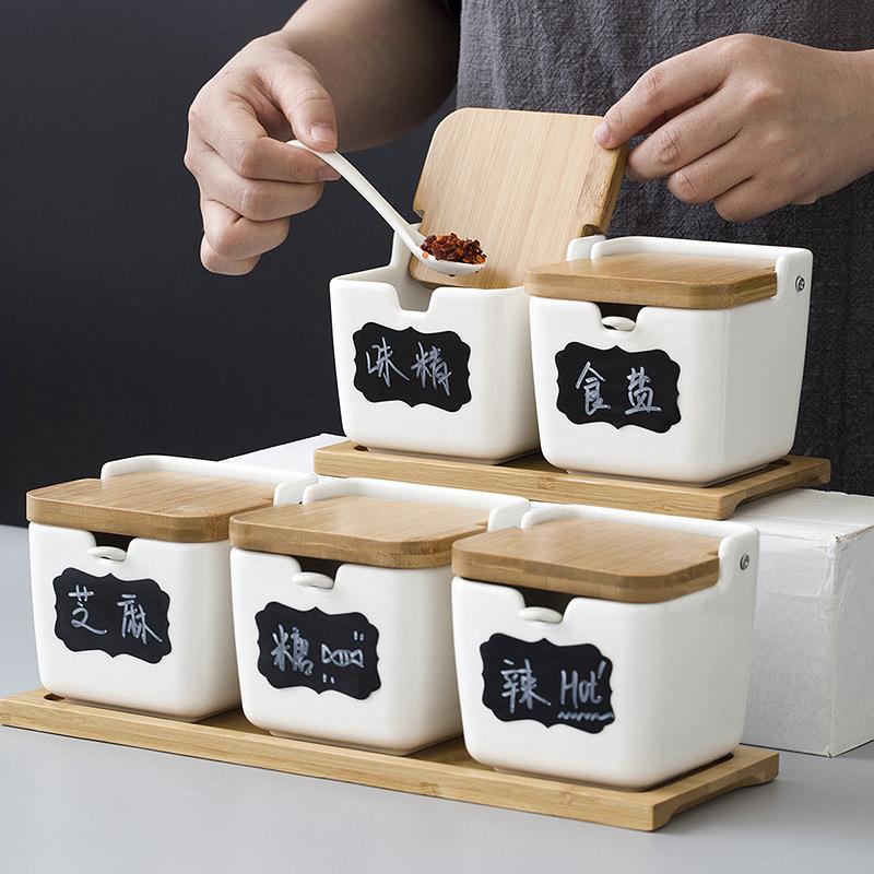 厨房调料盒油瓶味合套装创LFY-CF07意家油壶陶瓷调罐盐罐调组料用