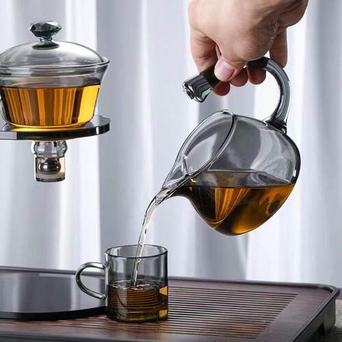 珍珠硅棉包璃懒人茶具磁吸感应冲263222茶器耐热烟灰高硼玻泡茶装
