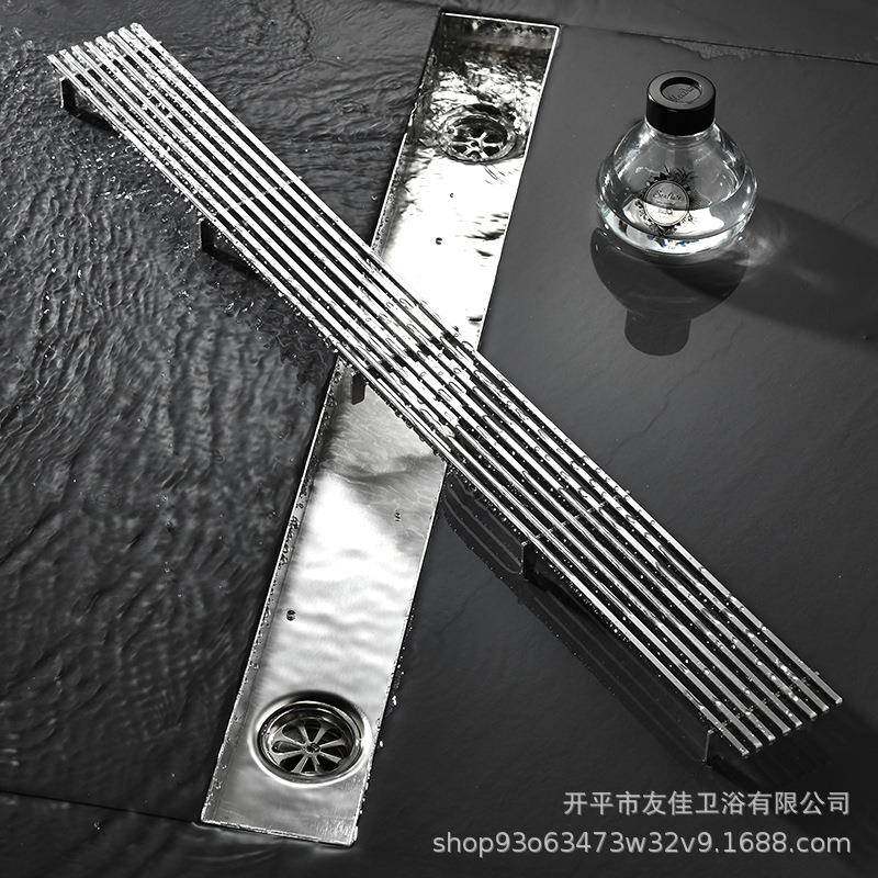 68双排水地漏淋浴卫生间防臭双下水宽043锈钢SP60068长条不型双孔
