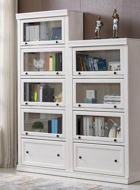 架现代玻璃门书橱书柜CVG轻奢展柜组储物收纳衣柜白色书架门合厅