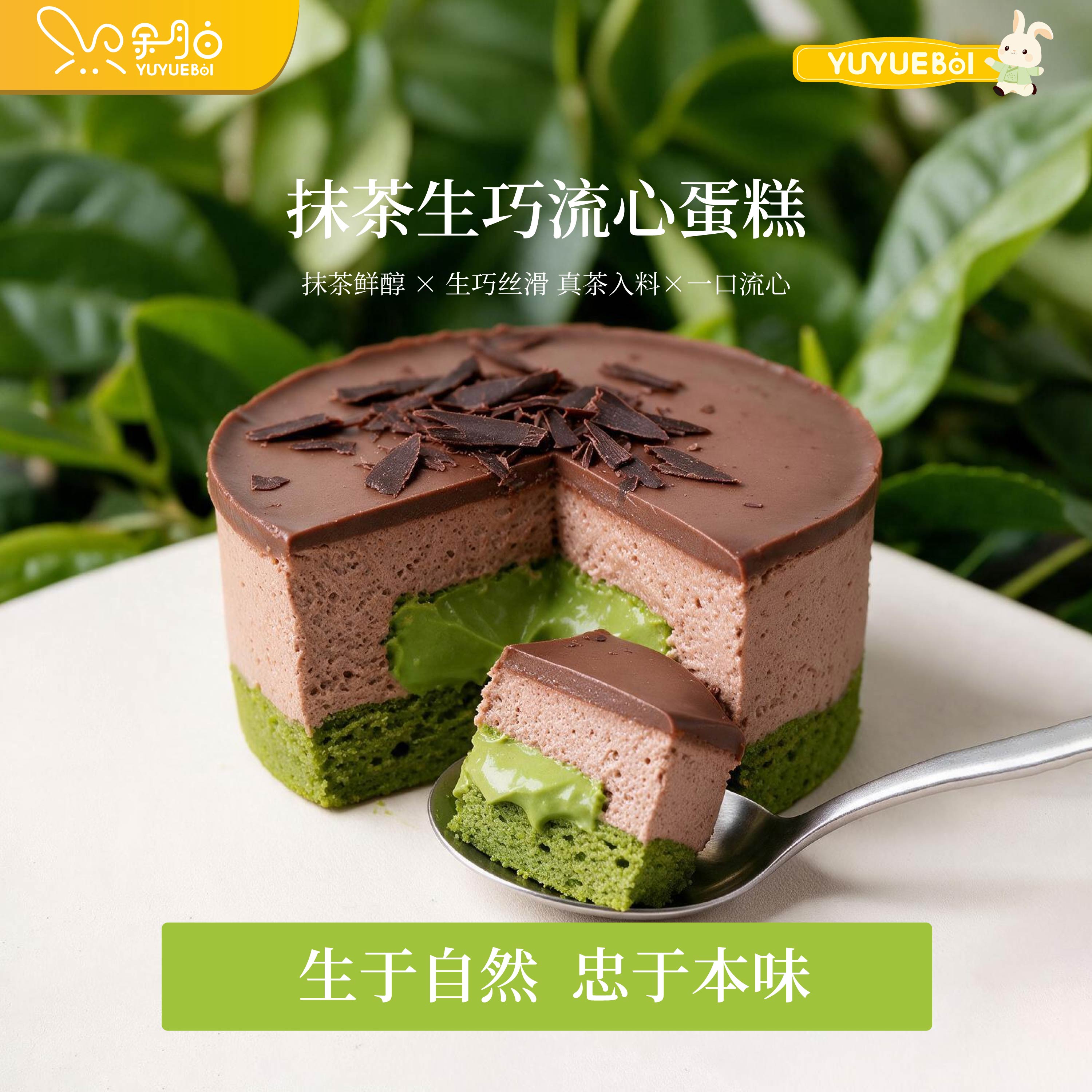 余月白抹茶生巧流心熔岩爆浆慕斯糕点下午茶甜点网红巧克力蛋糕