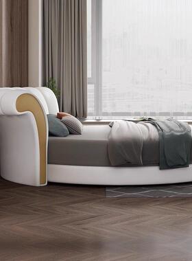 新款技轻奢人大圆床奶油风科大布省空间双QOF设计欧式简约软靠气