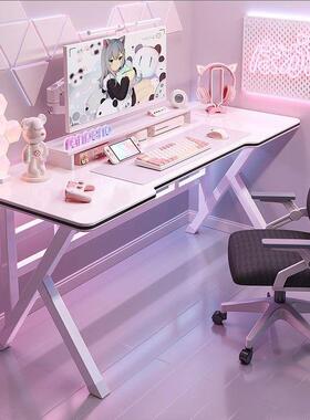 台式脑桌色白电TNQ竞电桌网红主直播桌播子白色网咖专用电竞桌卧